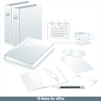 Set of White objects In life elements vector material 01