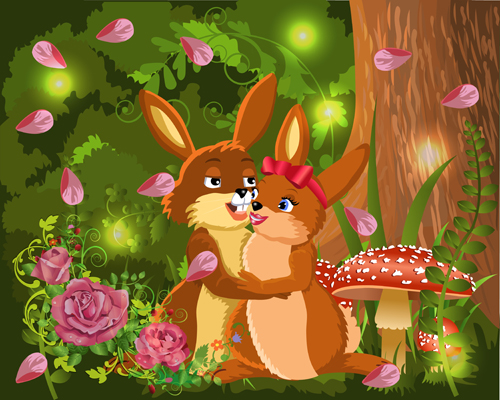 Wild animal and natural scenery design vector set 04