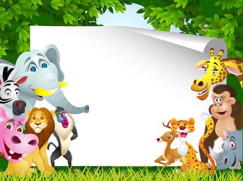 Set of Cartoon Animal Paradise vector 03