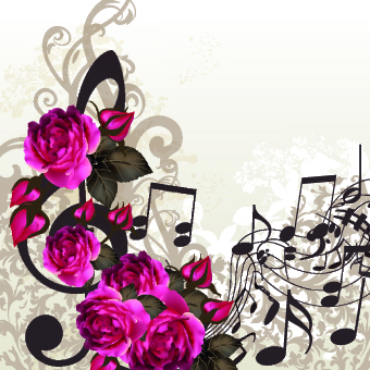 Vintage Purple Roses vector set 01