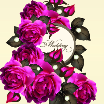 Vintage Purple Roses vector set 02