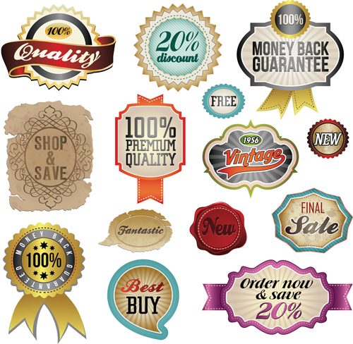 Vintage Color premium quality Labels mix vector