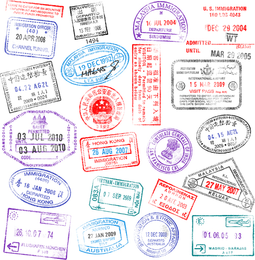 template vector template stamps Passport stamps passport different 