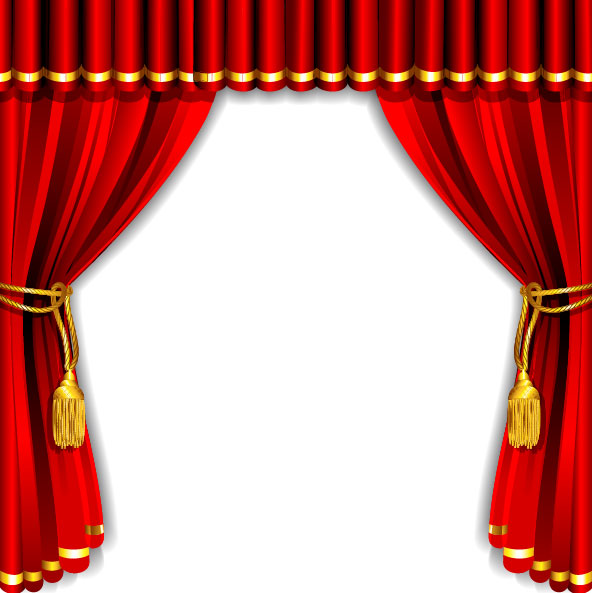 Red curtain elements vector background 01