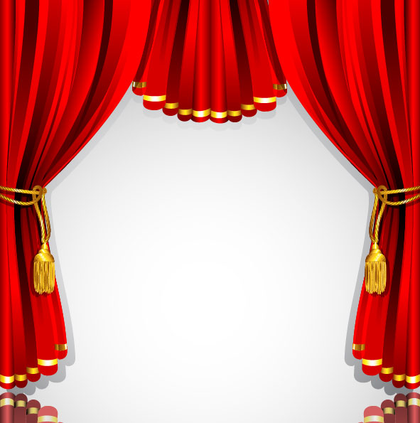 Red curtain elements vector background 02