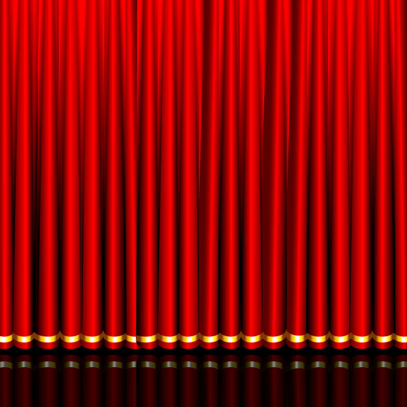Red curtain elements vector background 03