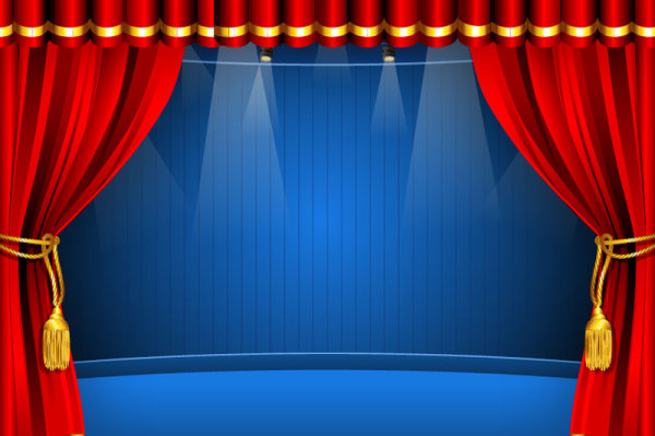 Red curtain elements vector background 04