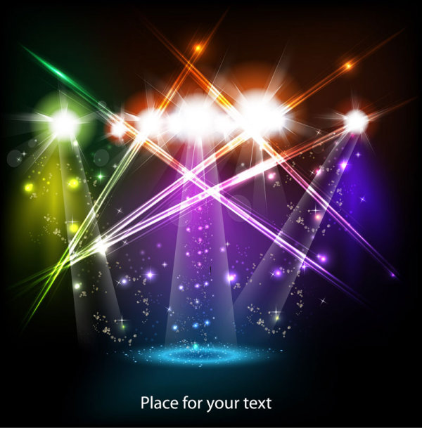 Stage neon light elements vector background