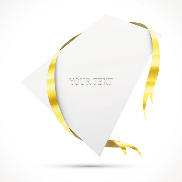 Gold ribbon Invitation card vector 04