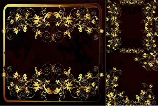 Gold color frame Floral vector