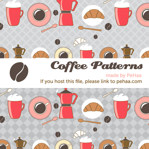 Cartoon coffee patterns vector backgrounds