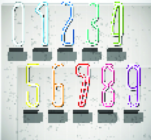 Paper shaped of Alphabet and numbers vector art 01