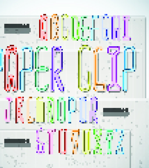 Paper shaped of Alphabet and numbers vector art 02