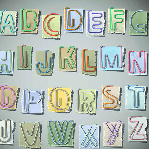 Paper shaped of Alphabet and numbers vector art 03