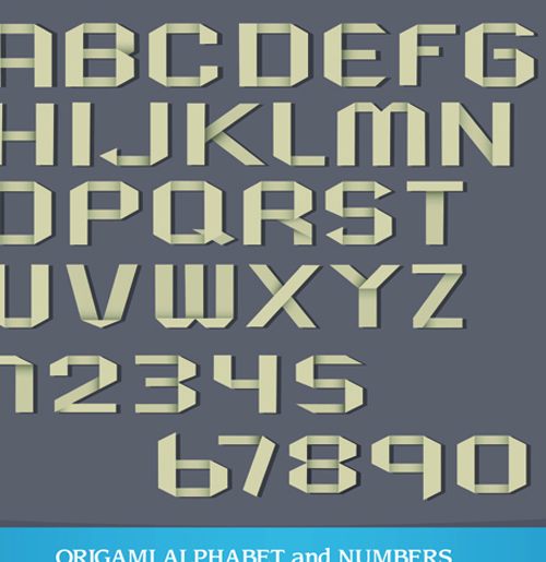 Paper shaped of Alphabet and numbers vector art 04