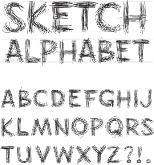 hand-draw hand drawn alphabet 