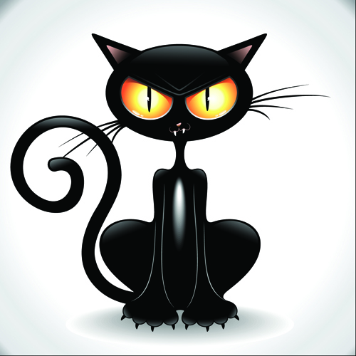 Amusing black cat vector 02