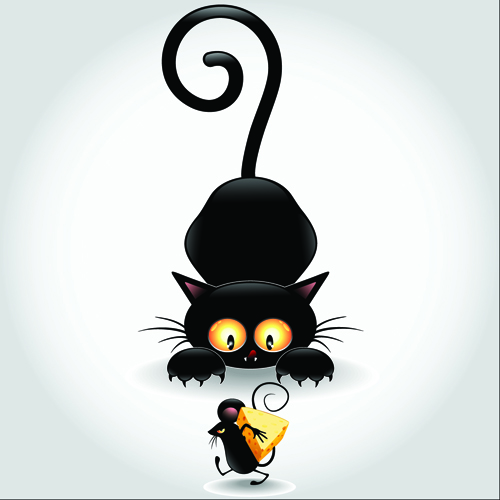 Amusing black cat vector 03
