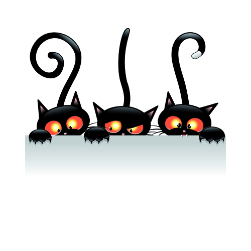Amusing black cat vector 05