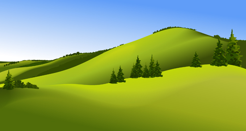 Beautiful fields landscapes vector set 03