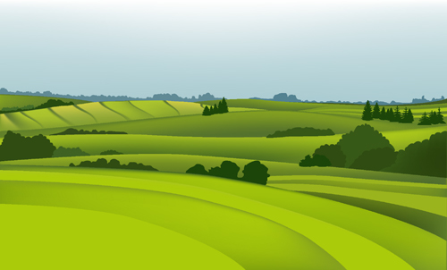 Beautiful fields landscapes vector set 07