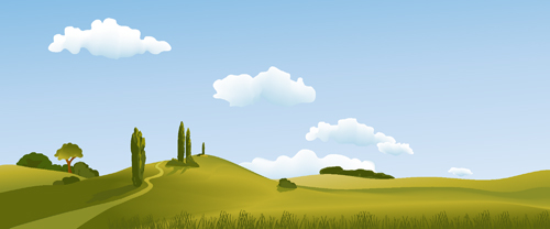 Beautiful fields landscapes vector set 14