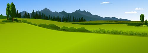 Beautiful fields landscapes vector set 16
