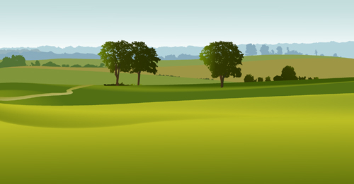 Beautiful fields landscapes vector set 18