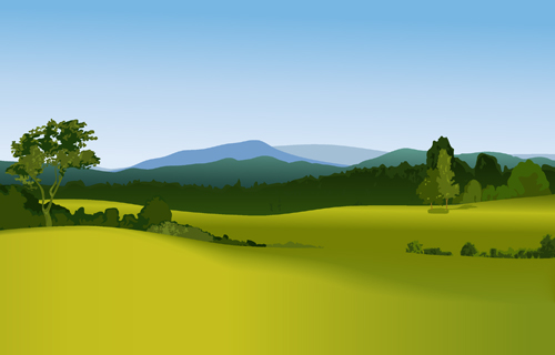 Beautiful fields landscapes vector set 21