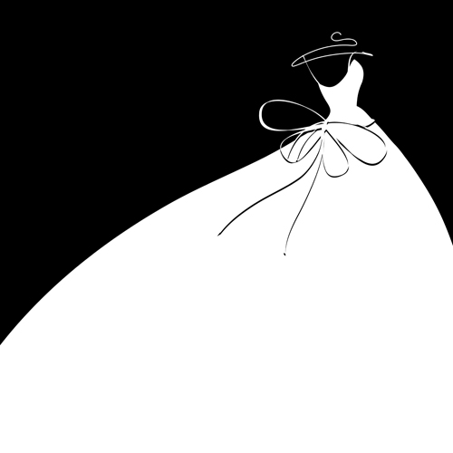 Beautiful wedding dress silhouette design vector 03