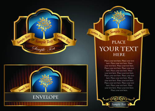 luxury of Black and gold labels vector 03