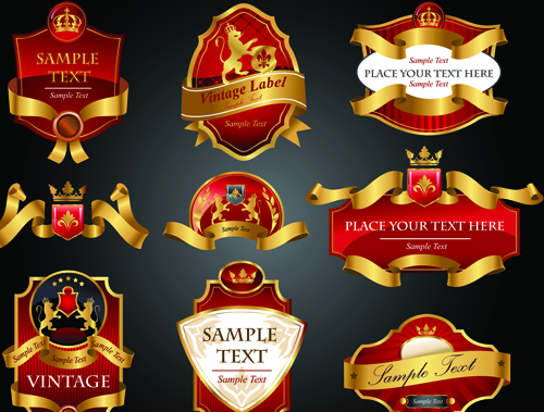 luxury of Black and gold labels vector 04
