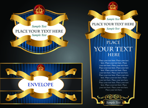 luxury of Black and gold labels vector 05