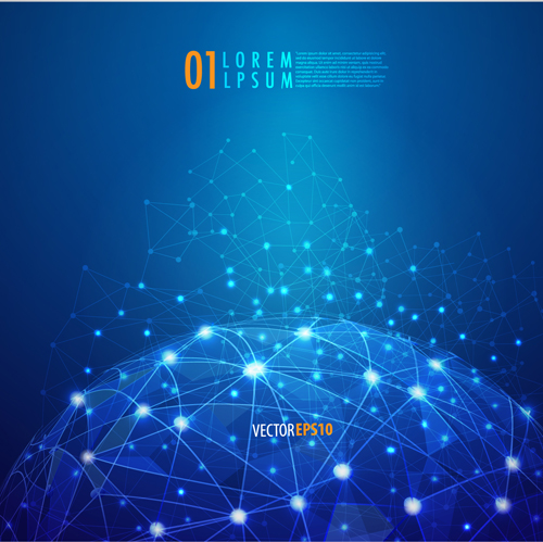 Blue style global network business background 02