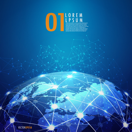 Blue style global network business background 03