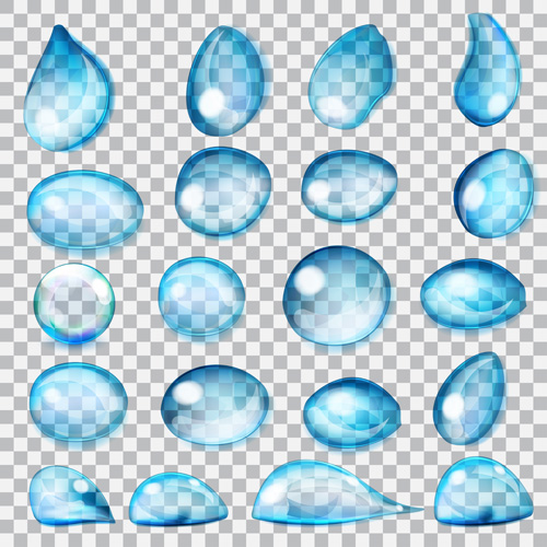 Blue water drops vectors set 01