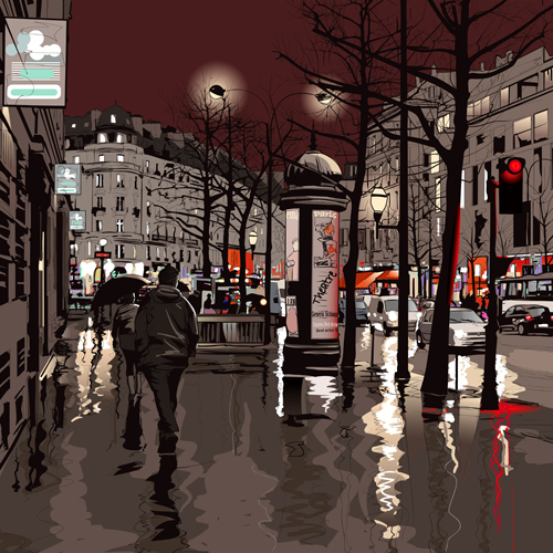 Bustling city design vector 01