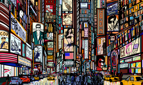 Bustling city design vector 02