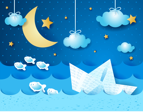 Cartoon Night vector 01