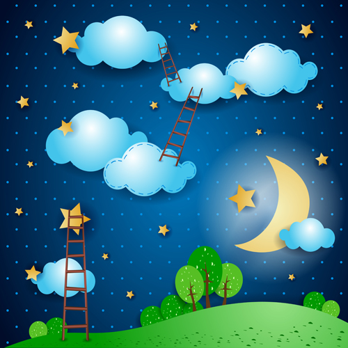Cartoon Night vector 02