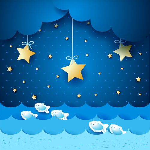 Cartoon Night vector 03