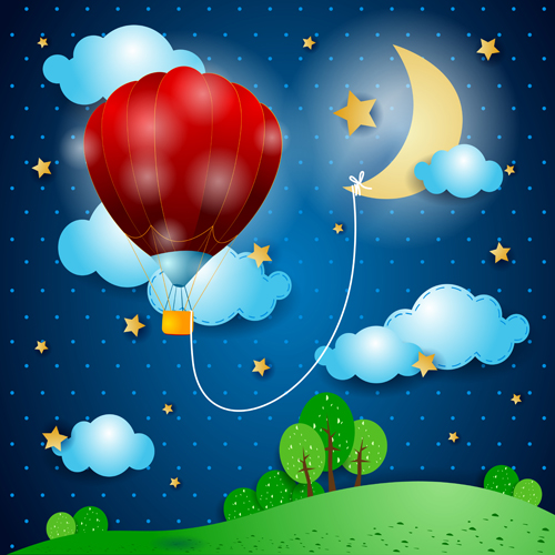 Cartoon Night vector 04