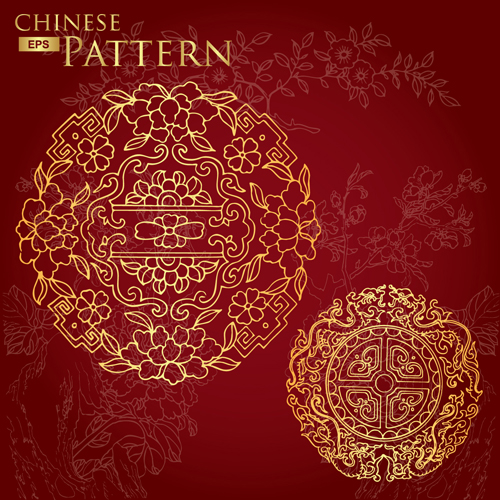Chinese style floral pattern vector graphic 02