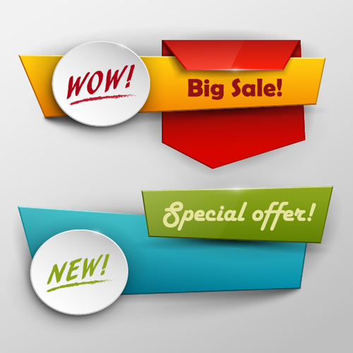 Colored origami banner shiny vector 12