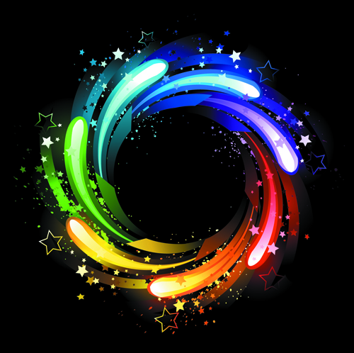 Colorful light with stars background vector