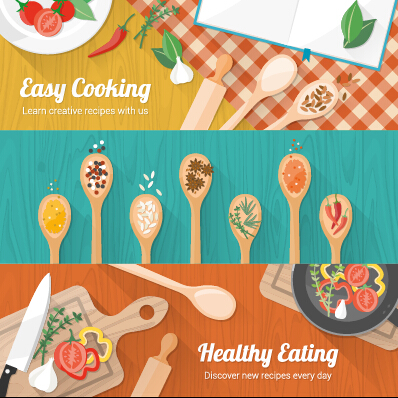 Creative cooking design background vectors 01