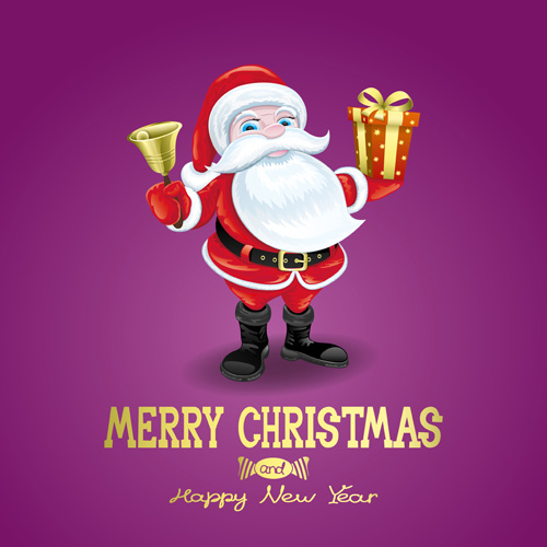 Cute Santa Claus Christmas background vector 02