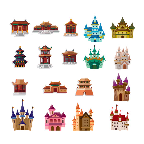 different colored castle 