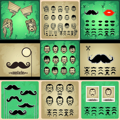 Mans Faces design vector 04