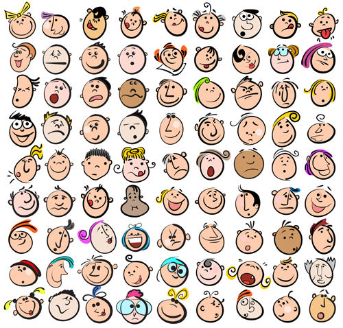 Funny faces smile expression vector material 02
